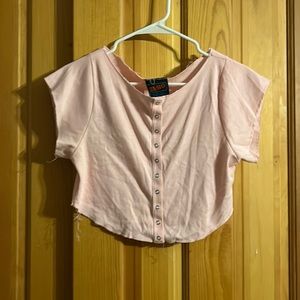 Vintage Va-Ho Baby Pink Boxy Short Sleeve Crop Top